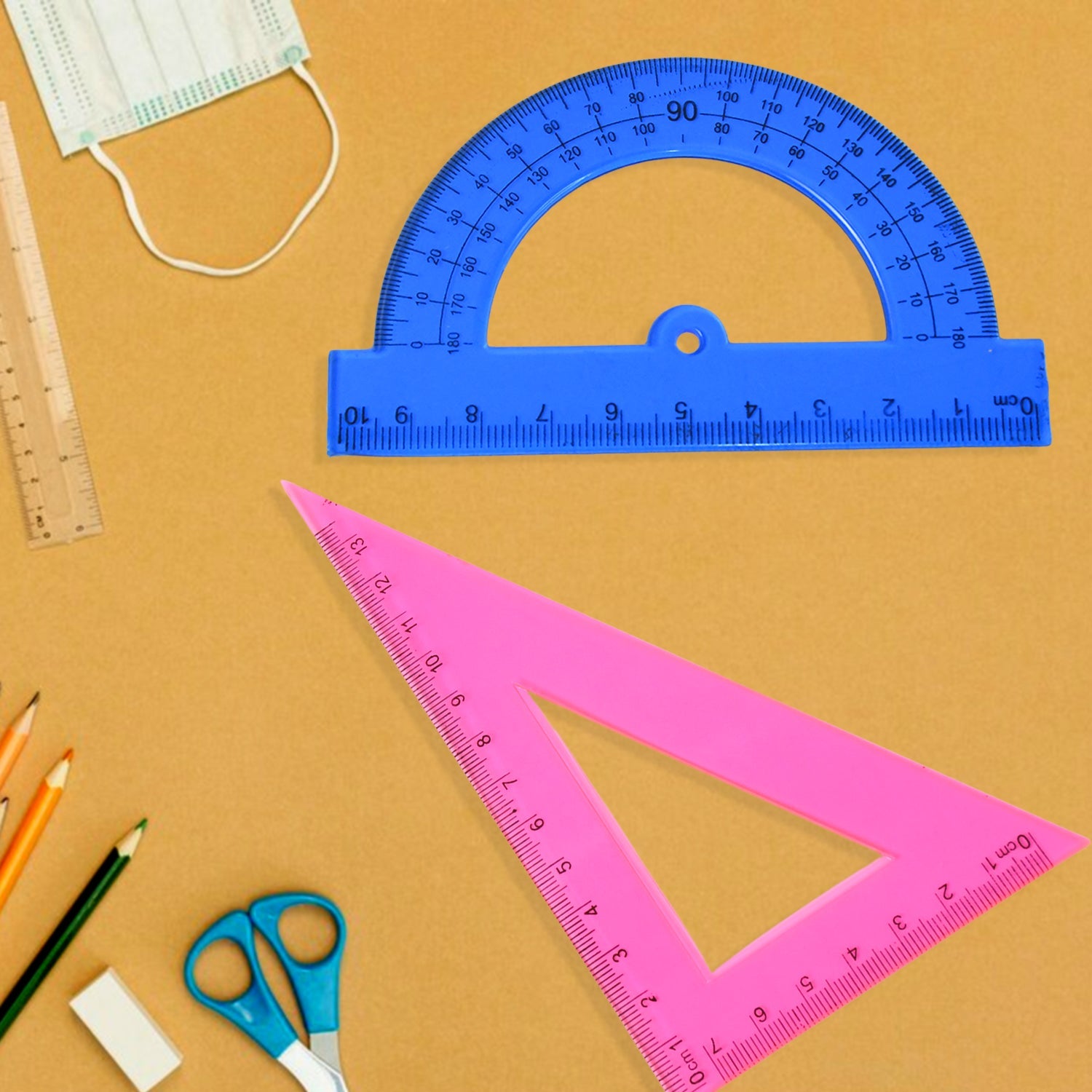 4-Piece Geometry Set, Triangle Ruler Protractor Straight Ruler 4-Piece Geometry Set, Triangle Ruler Protractor Straight Ruler
